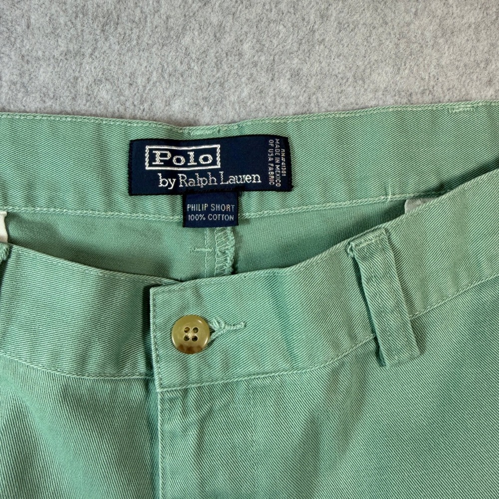 Polo Ralph Lauren Philip Short Mens 36 Green Classic Chino Cotton Flat Front